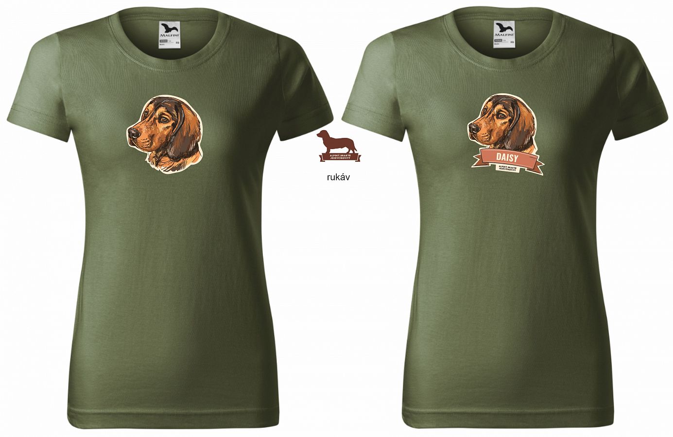 Dámské myslivecké tričko 134 PXT CREATIVE se psem khaki vel. L  - Obrázek